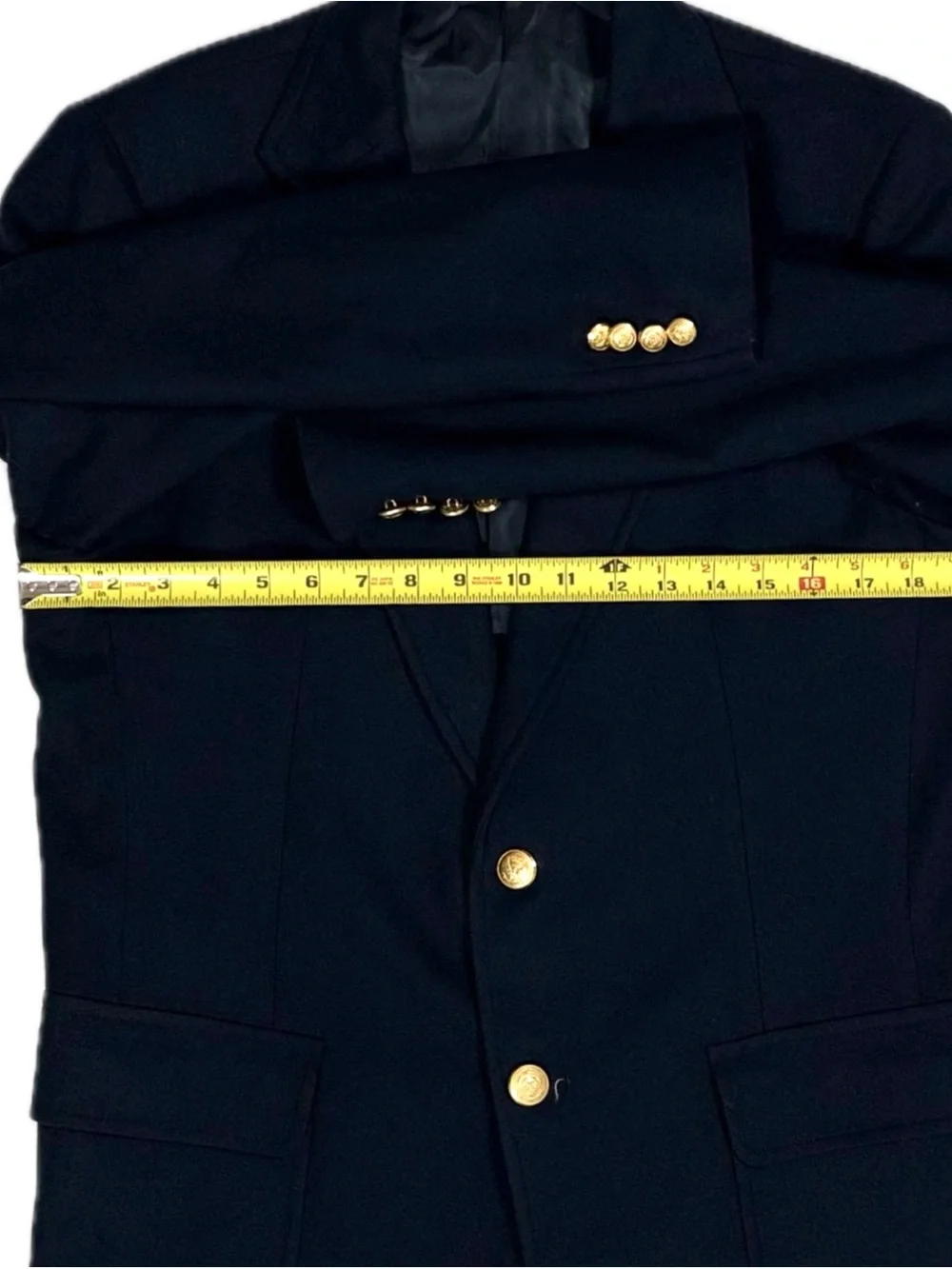 Vtg Stanley Blacker Lord Taylor Woolmark Navy Gold Button Blazer‎ Sport Coat 40R